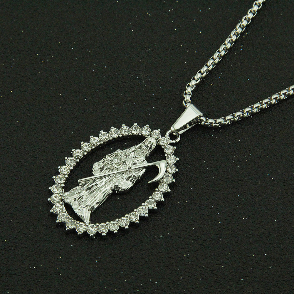 Wholesale Hollow Diamond Portrait Pendant Trendy Men Hiphop Street Dance Alloy Necklace